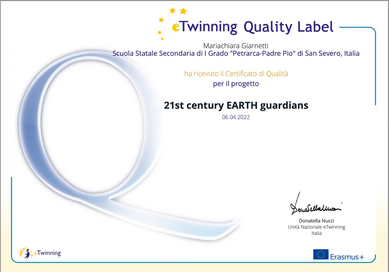 Certificato di qualità eTwinning